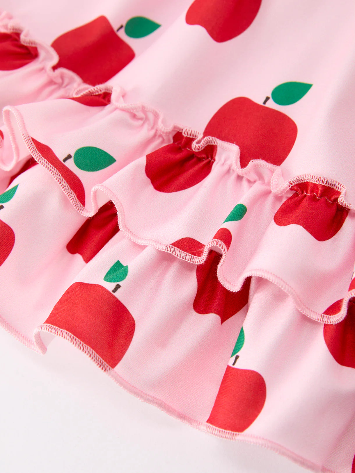 Girls Back To School Apple Twirl Dress Ruffle Flutter Sleeve