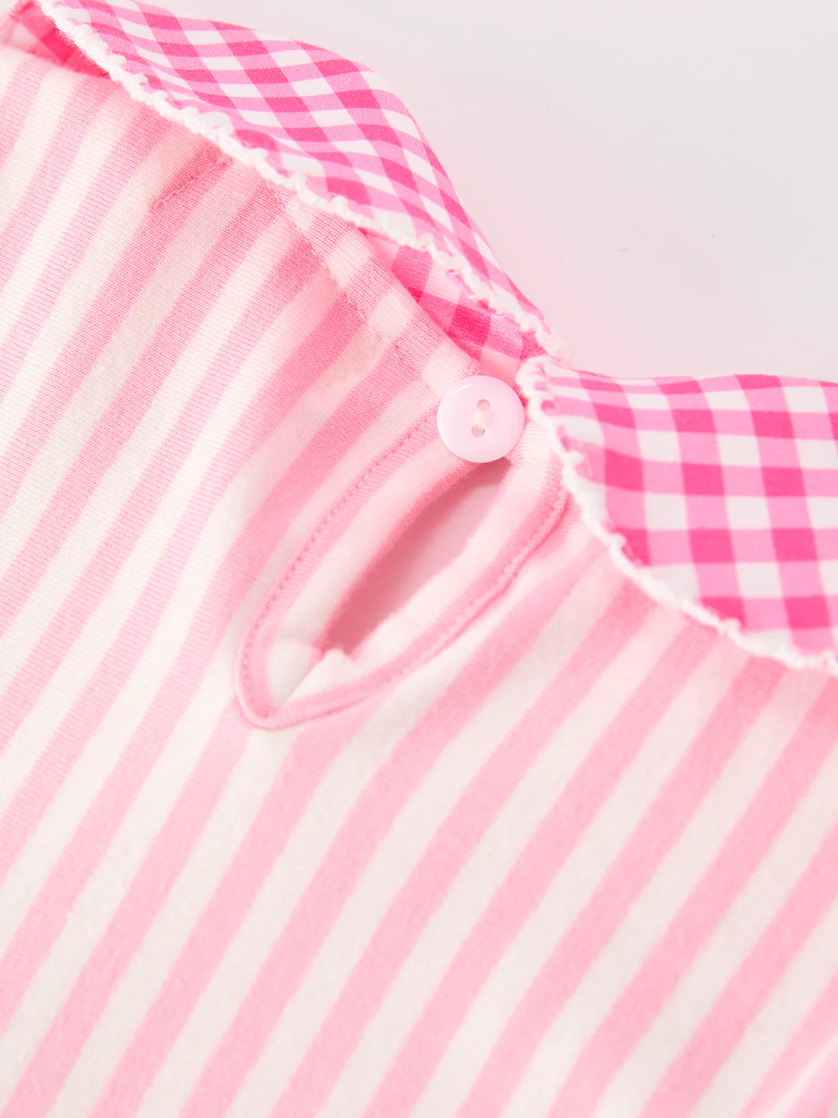Girls Back To School Pink Plaid Petals Collar Pencil Applique Dress