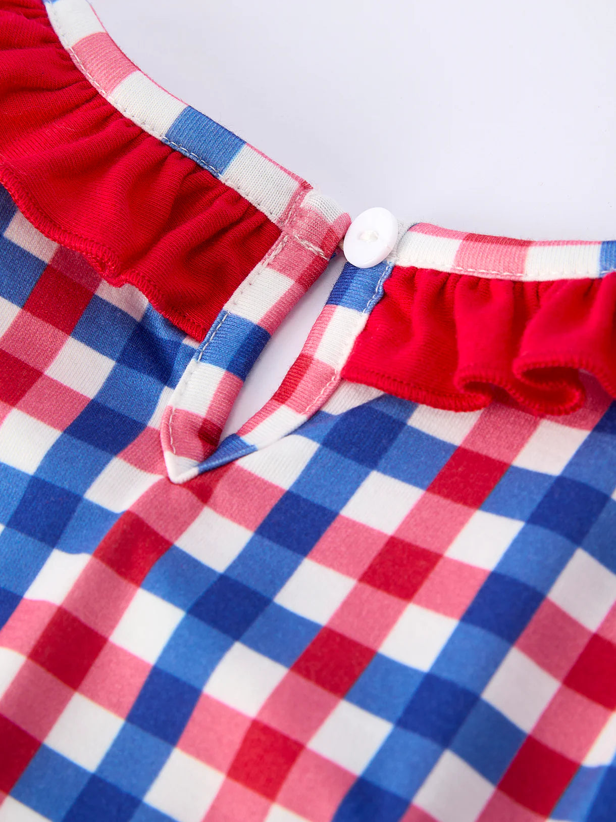 4th of July Plaid Flag Girl Dress With Bows