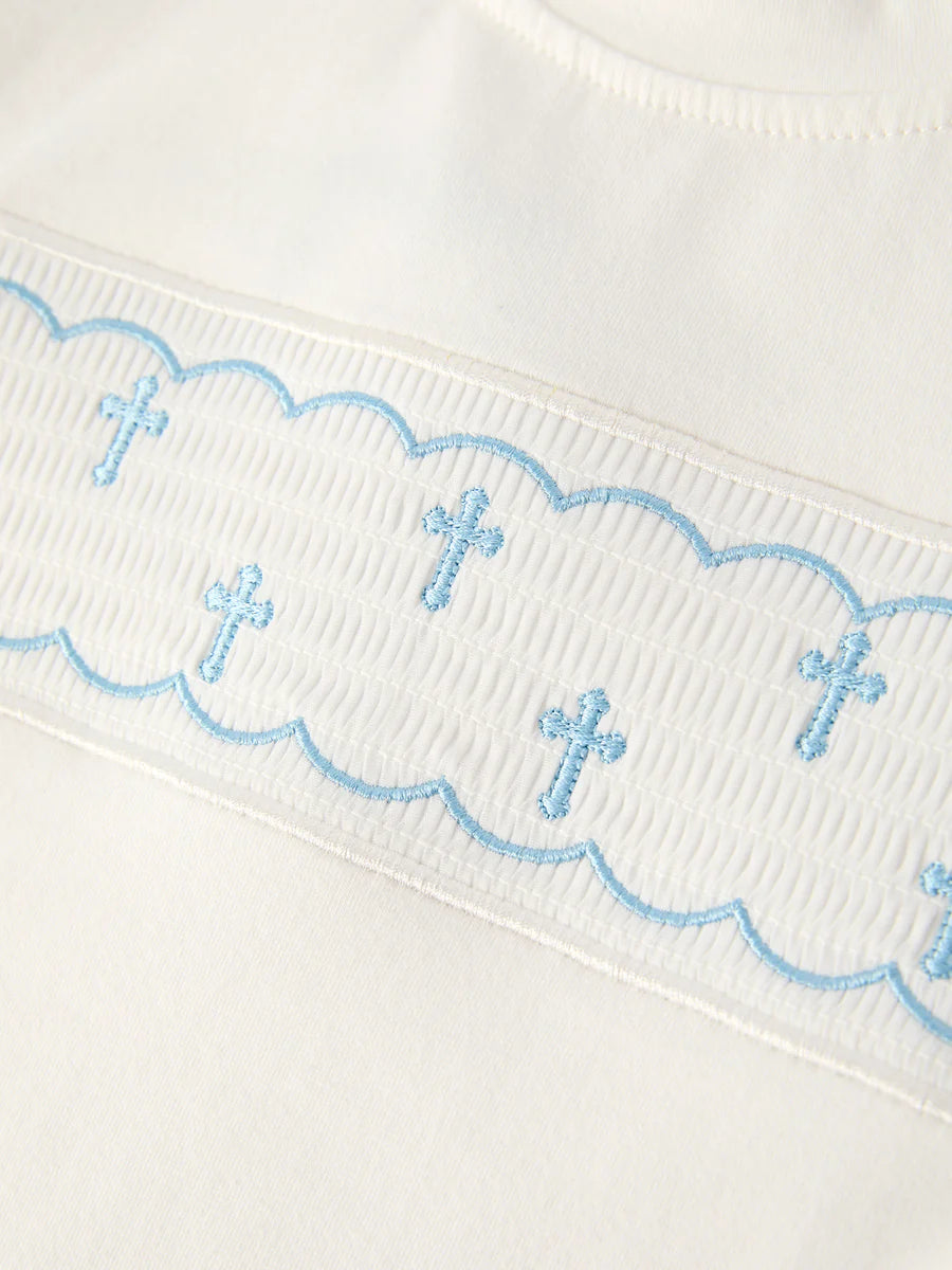 Blue Smocked Church Christ Bishop Christening Toddler Boys'Set