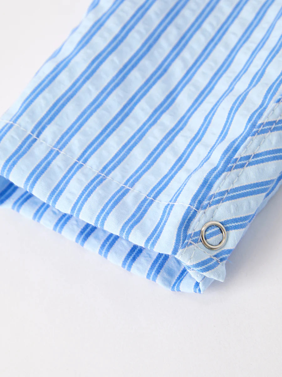 Blue Boots Striped Baby Boys' Romper