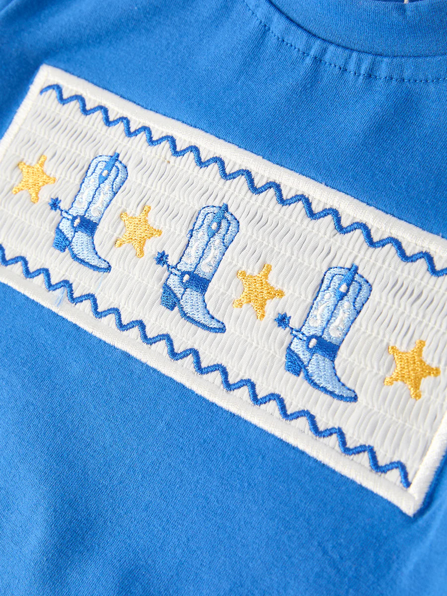 Blue Boots Striped Boys Set