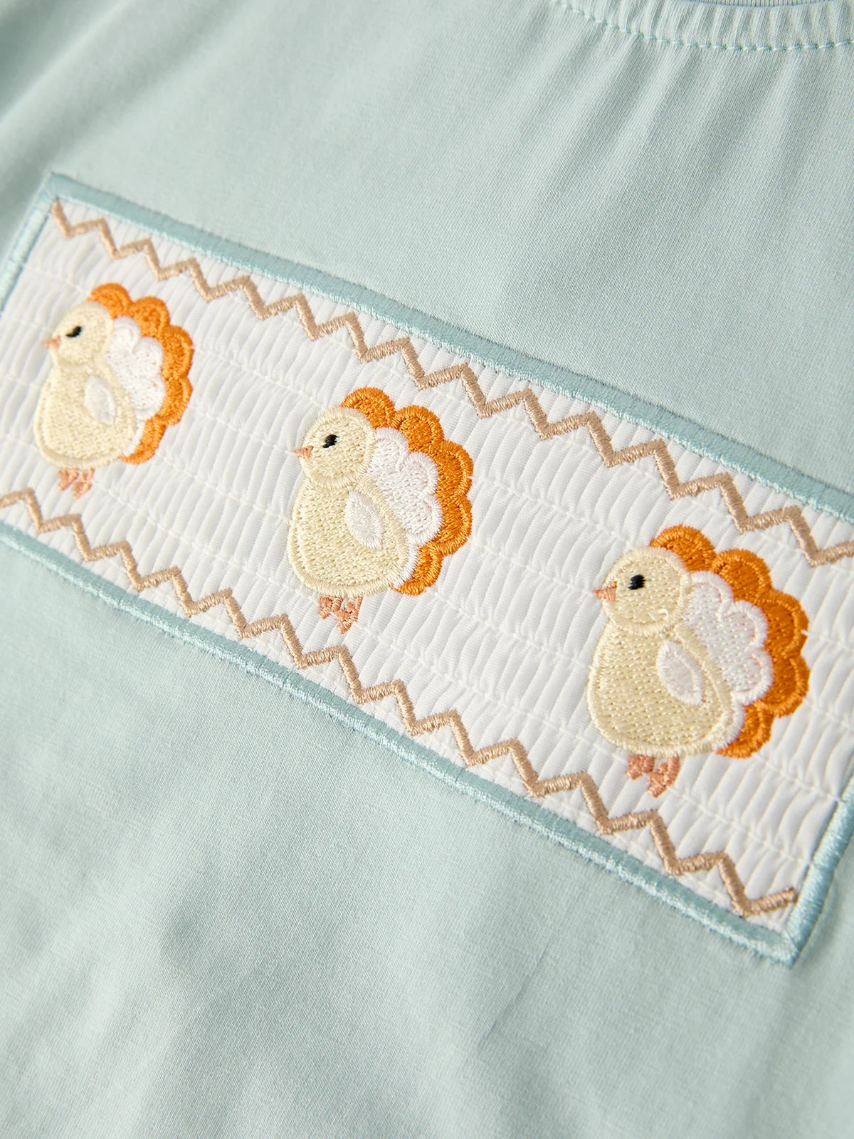Thanksgiving Plaid Turkey Embroidery Smocking Boys Set