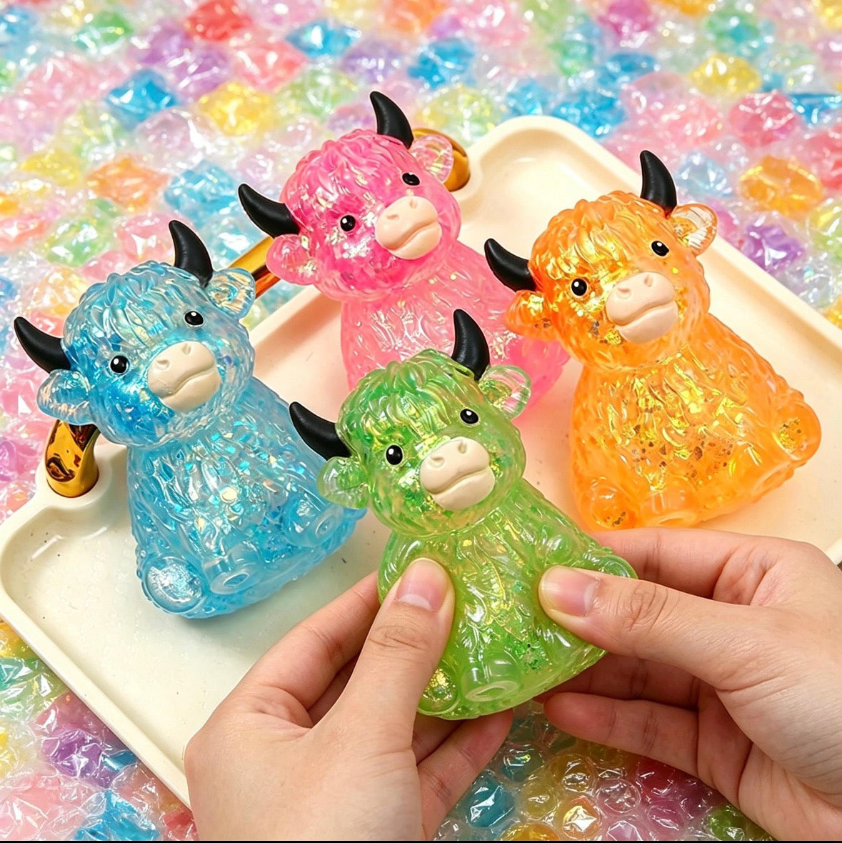 Hyland Cow Glitter Squishes - READY TO SHIP!