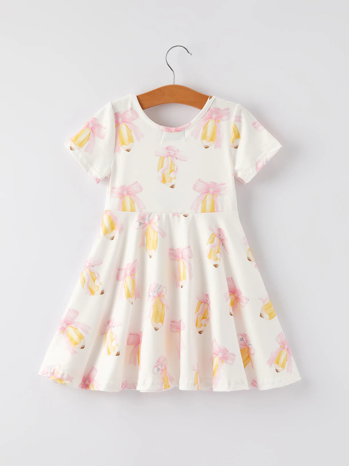 Back to School Bow Pencil Print Girls Dress