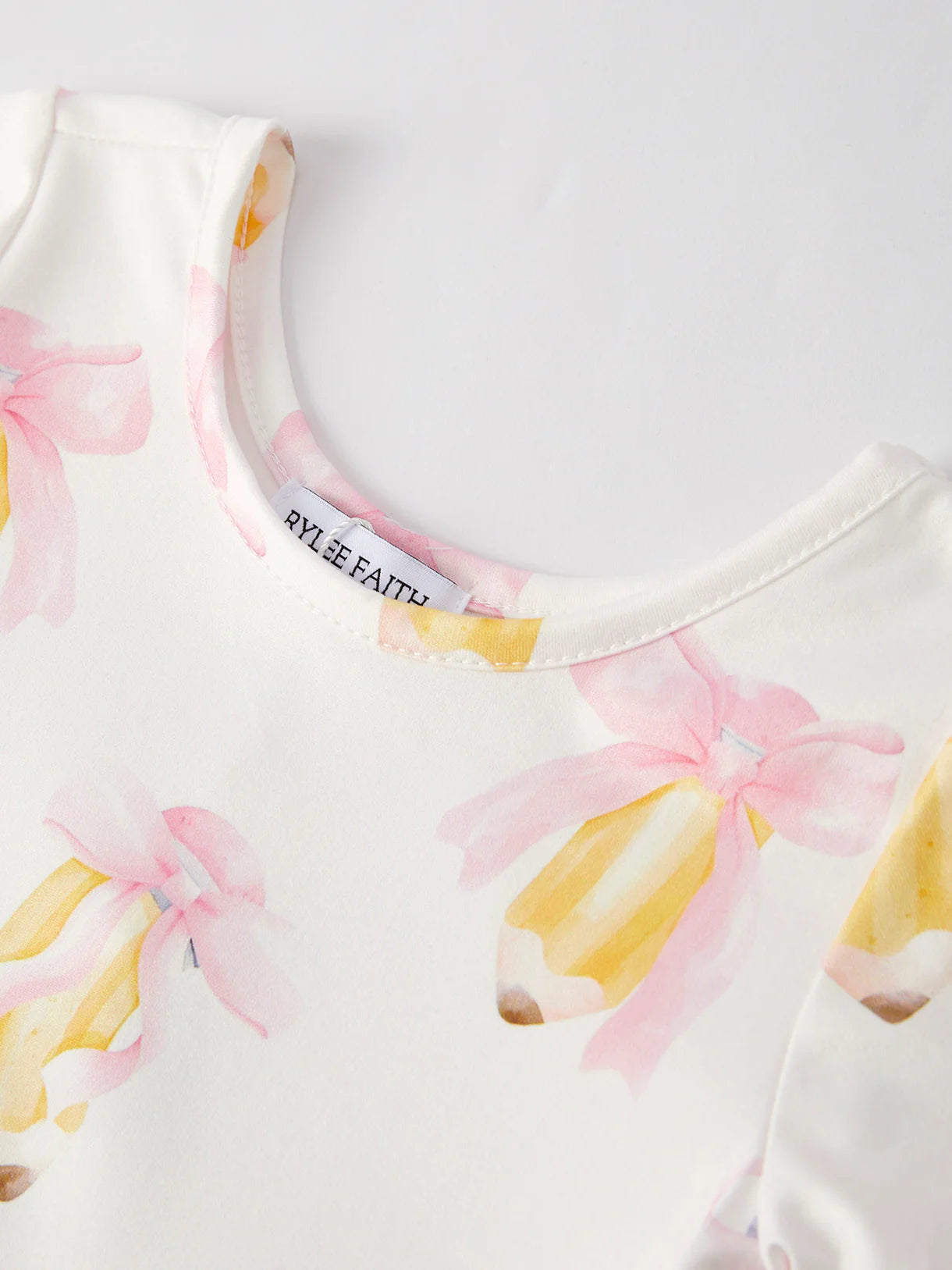 Back to School Bow Pencil Print Girls Dress