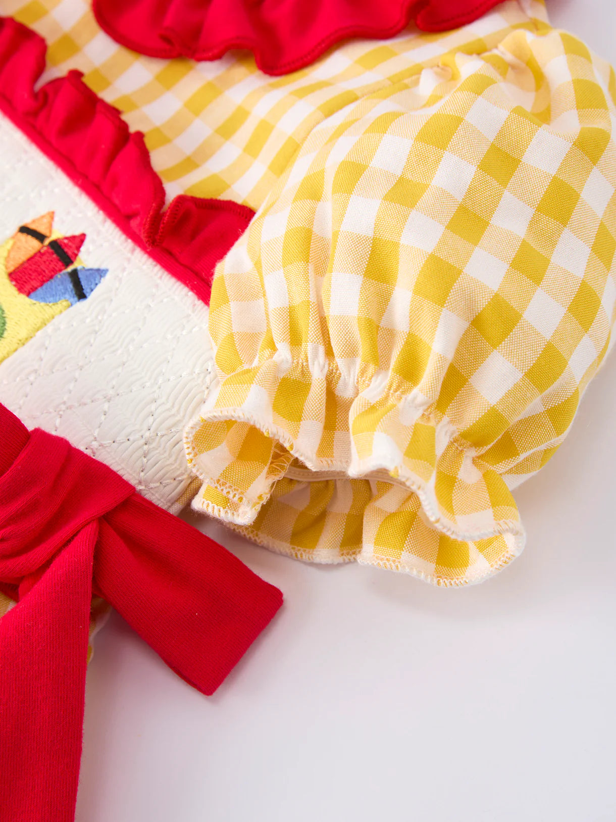 Back To School Supply Plaid Girls Dress Ruffle Collar Bow