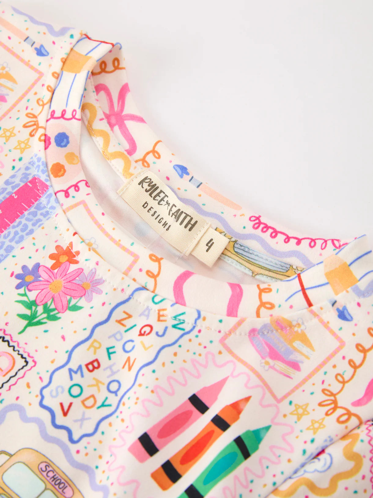 Back to School Print Girl Short Set Scallop Hem - PREORDER