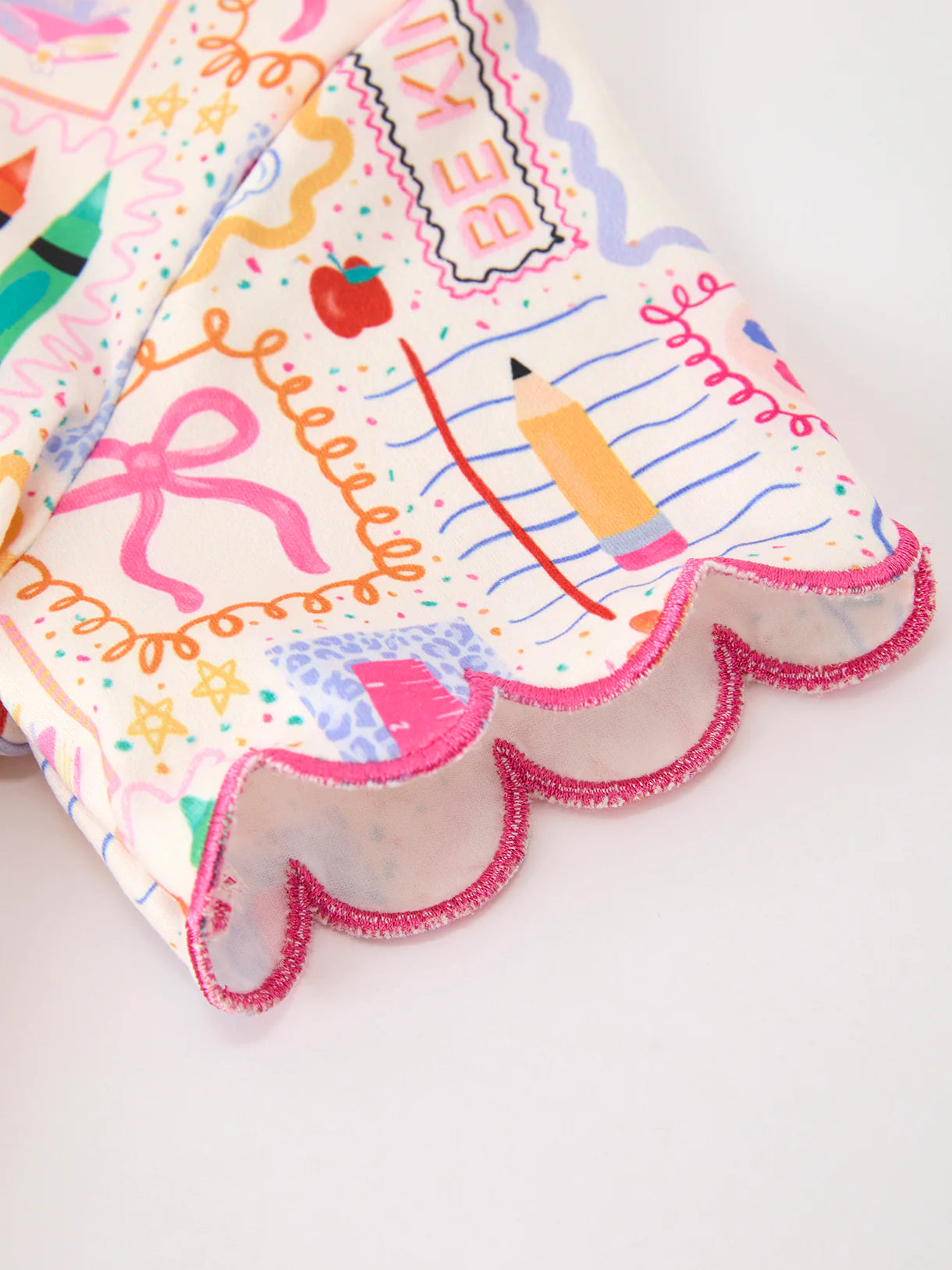 Back to School Print Girl Short Set Scallop Hem - PREORDER