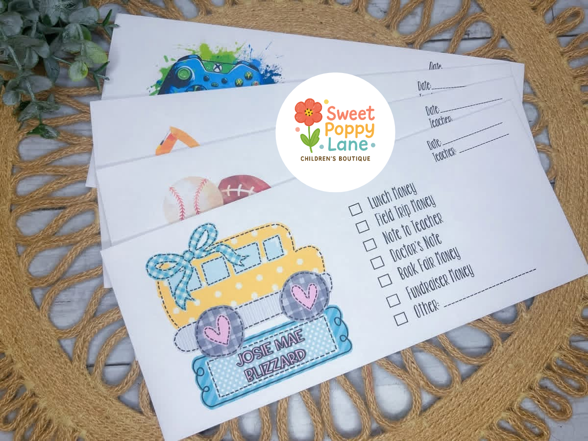 Personalized School Money Envelopes