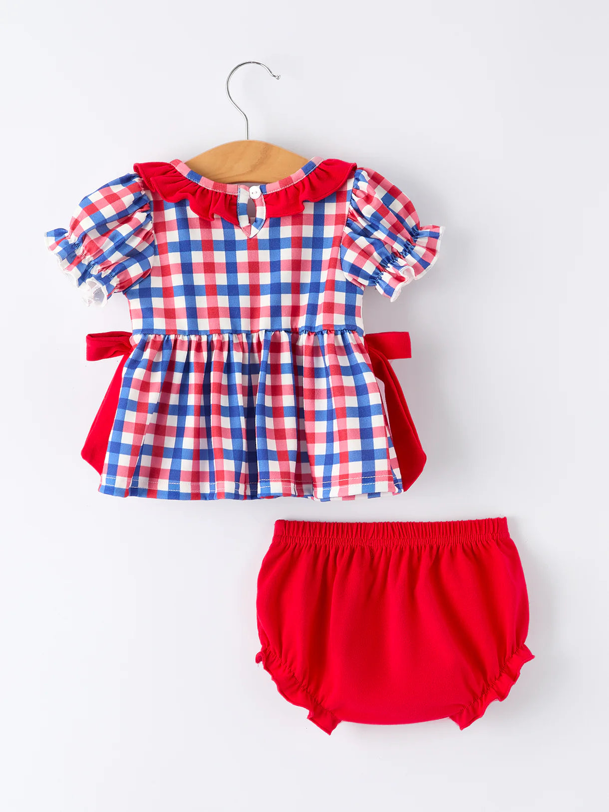 4th of July Plaid Flag Girl Bloomer Set
