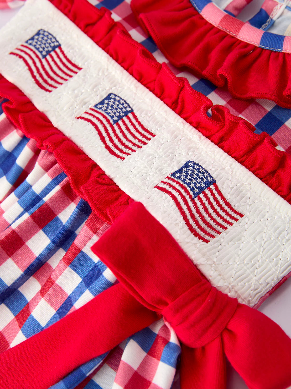 4th of July Plaid Flag Girl Bloomer Set