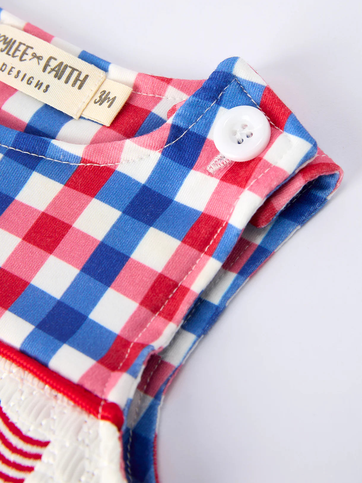 4th of July Plaid Flag Baby Boy Romper