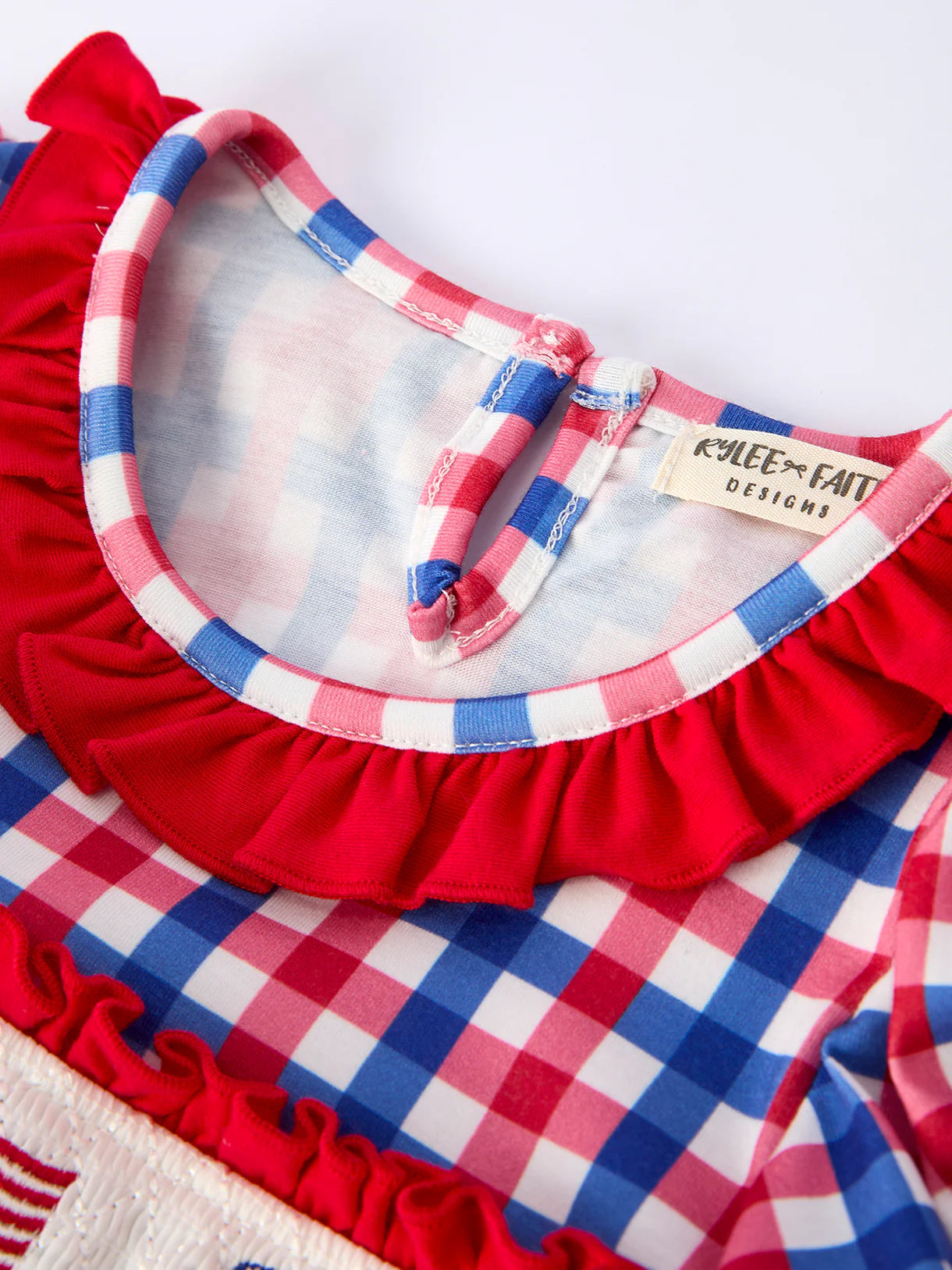 4th of July Plaid Flag Girl Dress With Bows