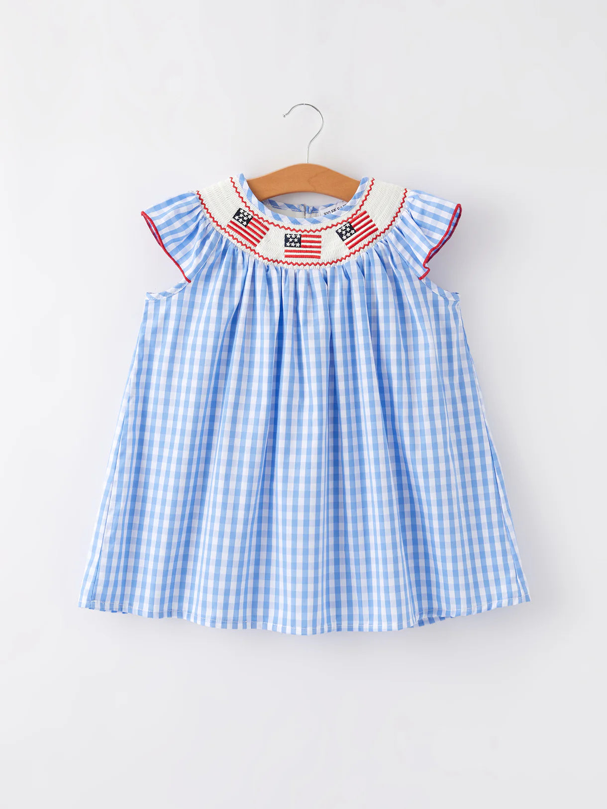 4th of July Flag Embroidery Smocking Girls Dress