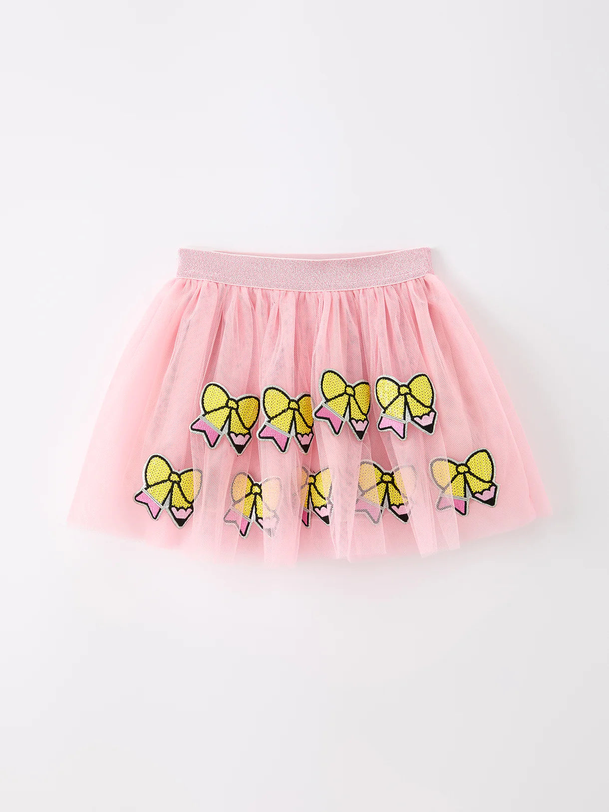 Back To School Pencil Bow Girls Skirt Tulle Applique Skirt