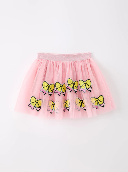 Back To School Pencil Bow Girls Skirt Tulle Applique Skirt