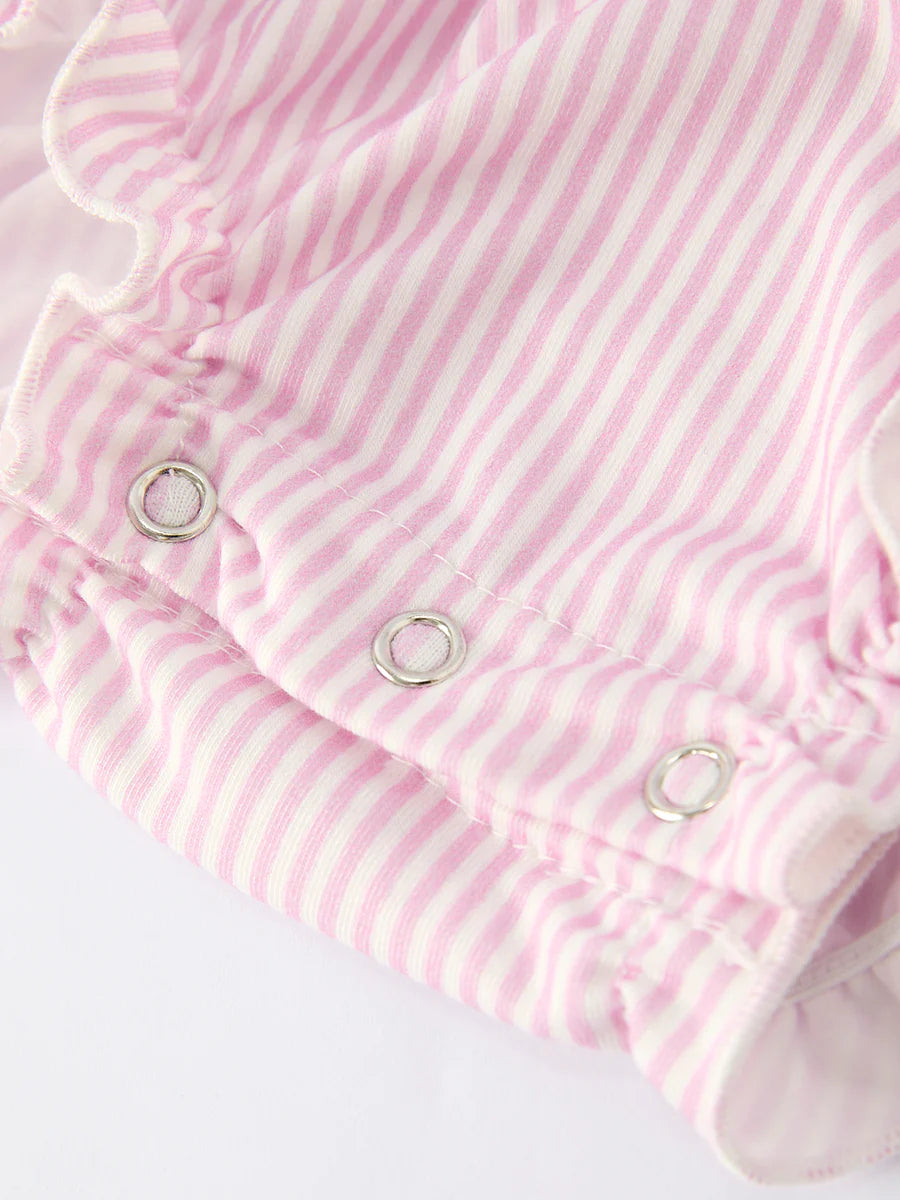 Farm Horse Bow Baby Girls Romper – Pink Plaid