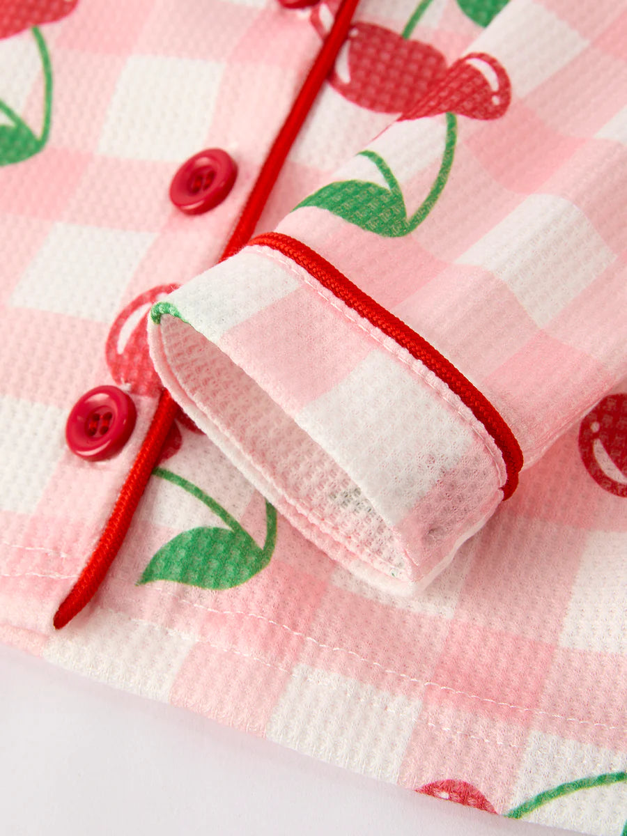 Waffle Cherry Girls Long Sleeve Set