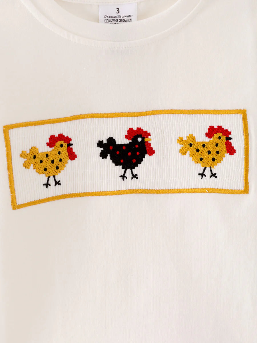 Chicken Smocking Embroidered Boys Outfits