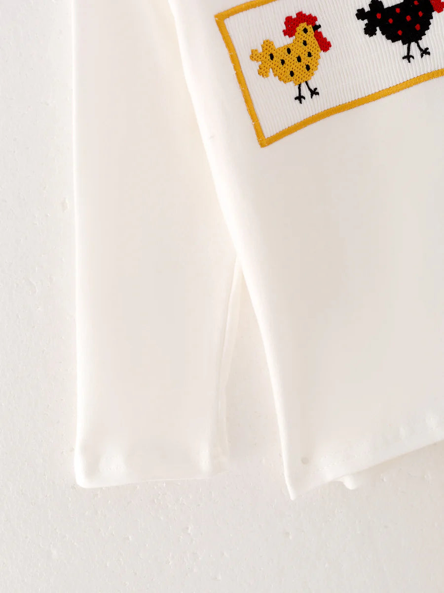 Chicken Smocking Embroidered Boys Outfits
