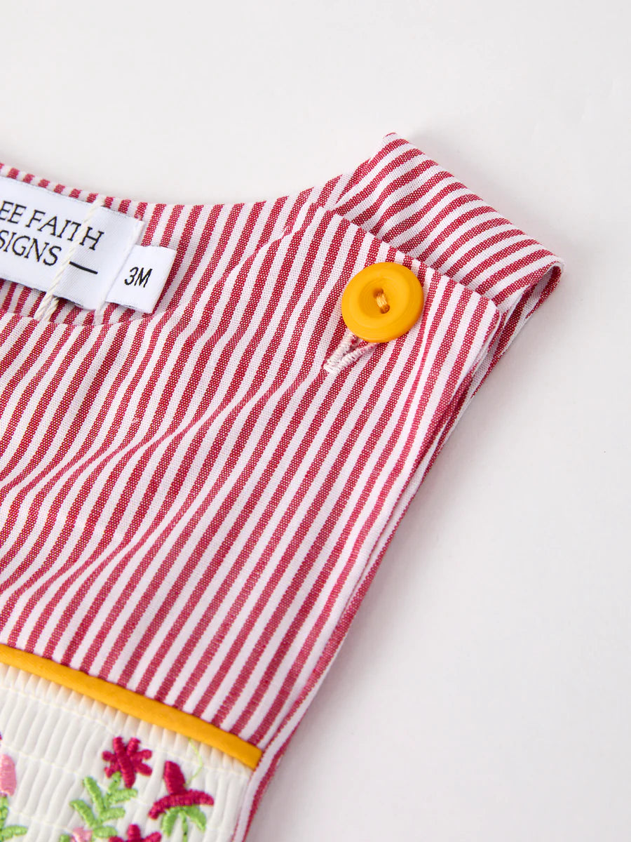 Rooster Smock Embroidered Boys Romper