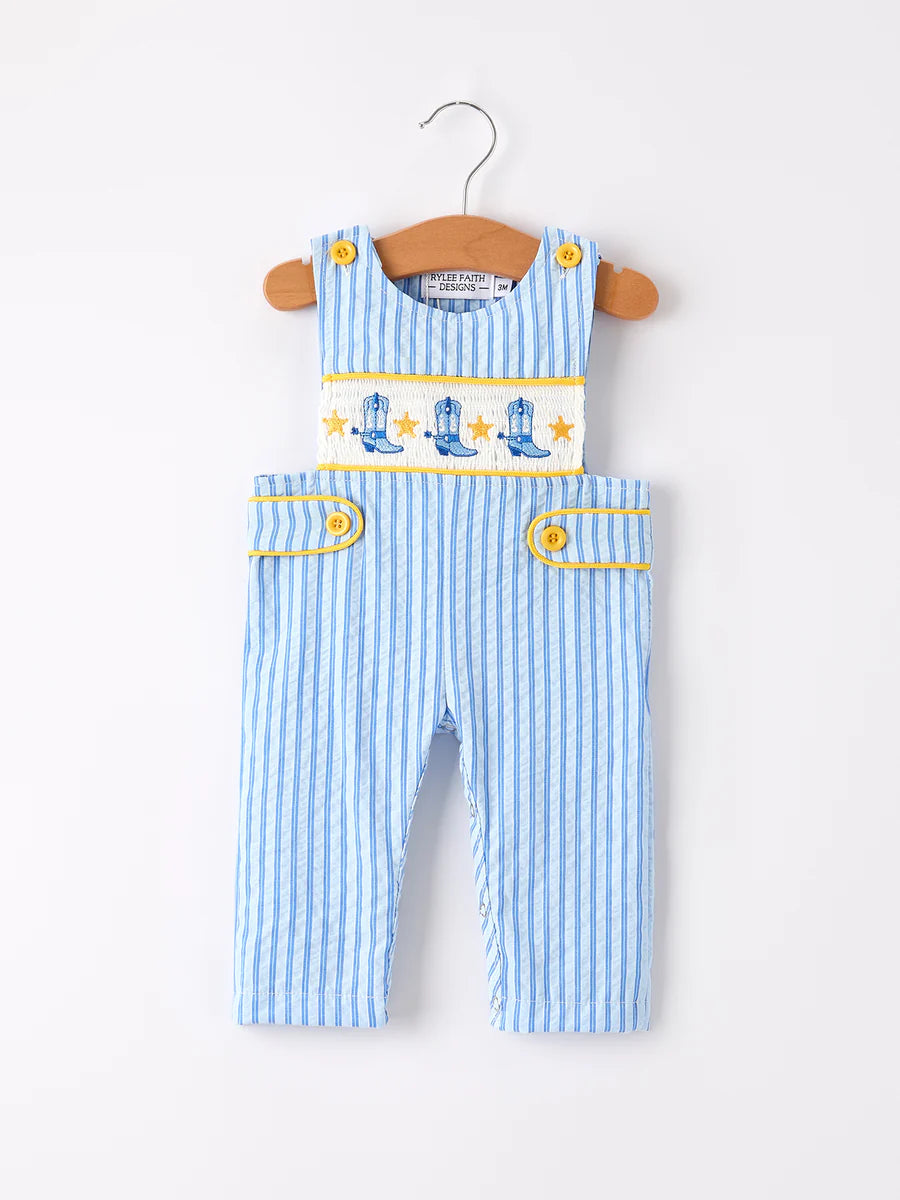 Blue Boots Striped Baby Boys' Romper