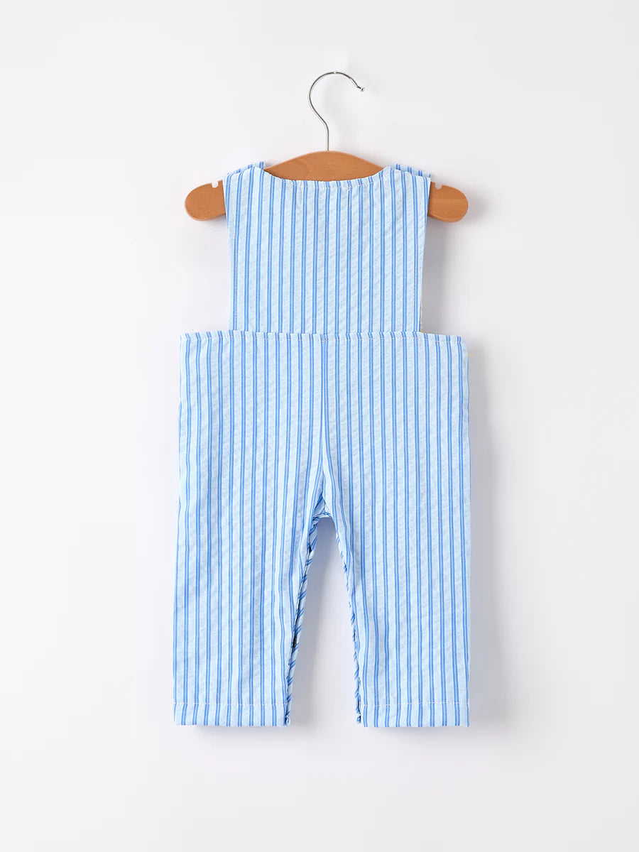 Blue Boots Striped Baby Boys' Romper
