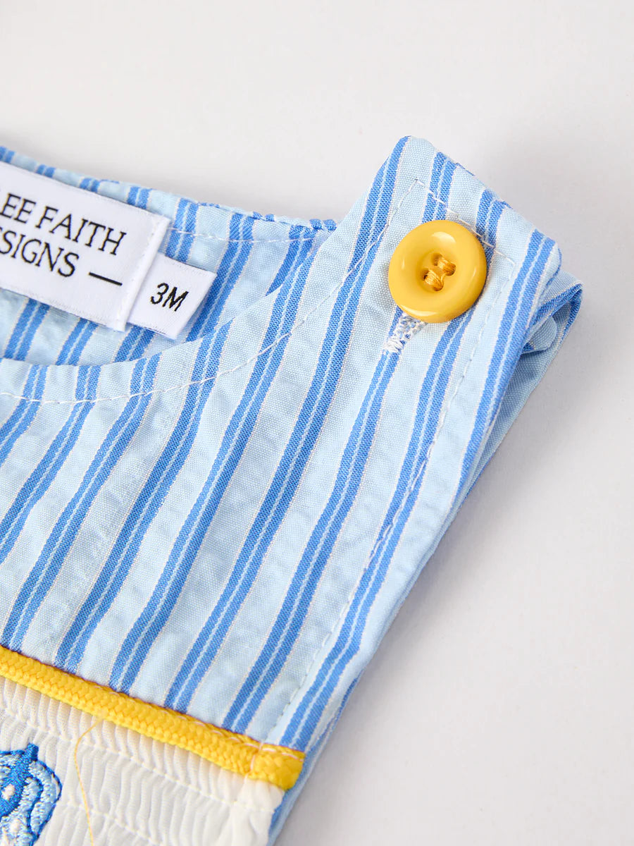 Blue Boots Striped Baby Boys' Romper