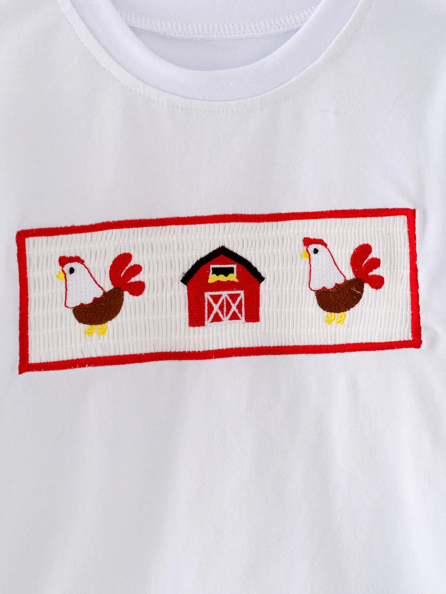 Chicken Blue Smocking Embroidered Boys Outfits