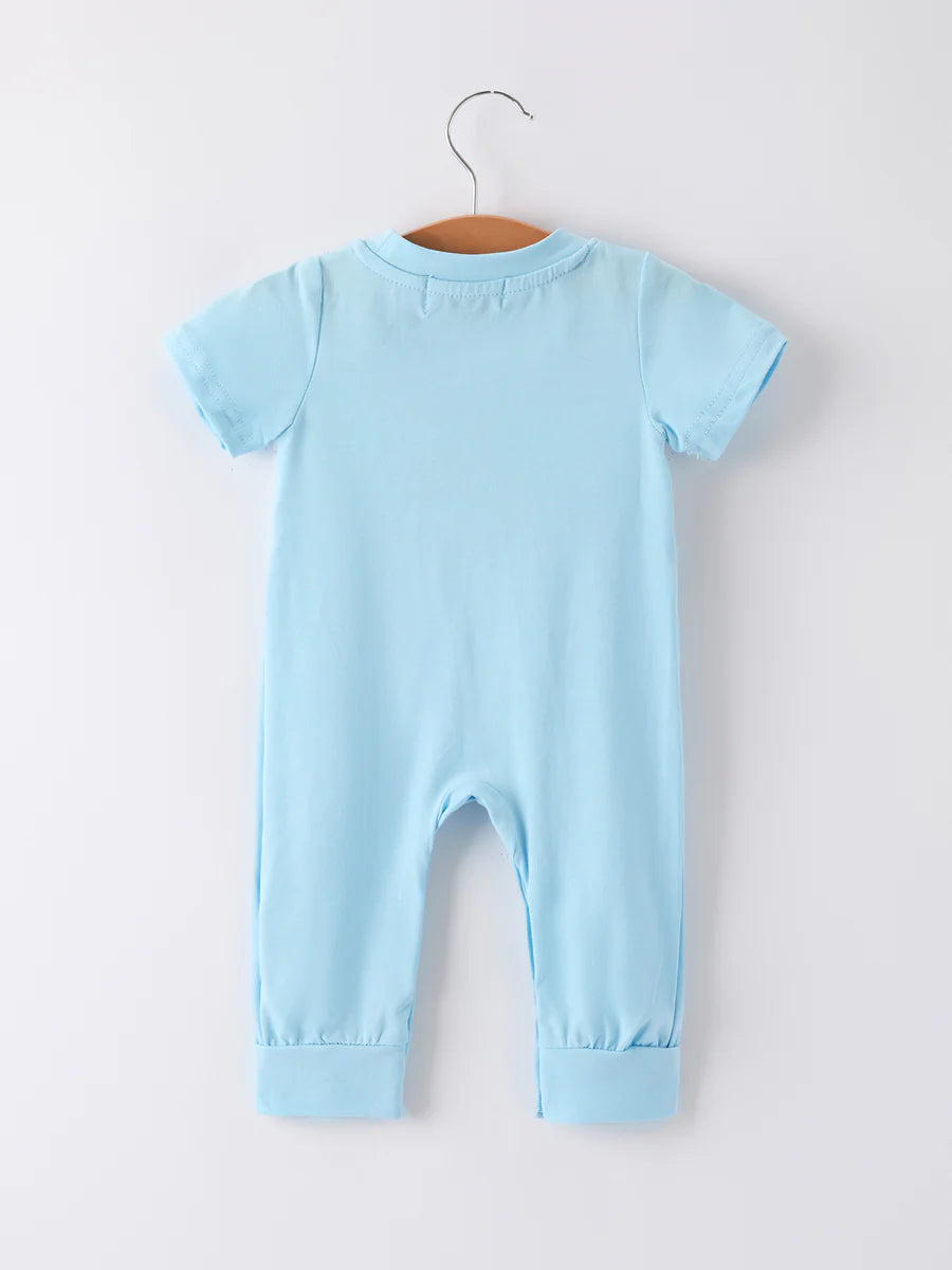 Blue Smocked Church Christ Bishop Christening Baby Boys' Romper