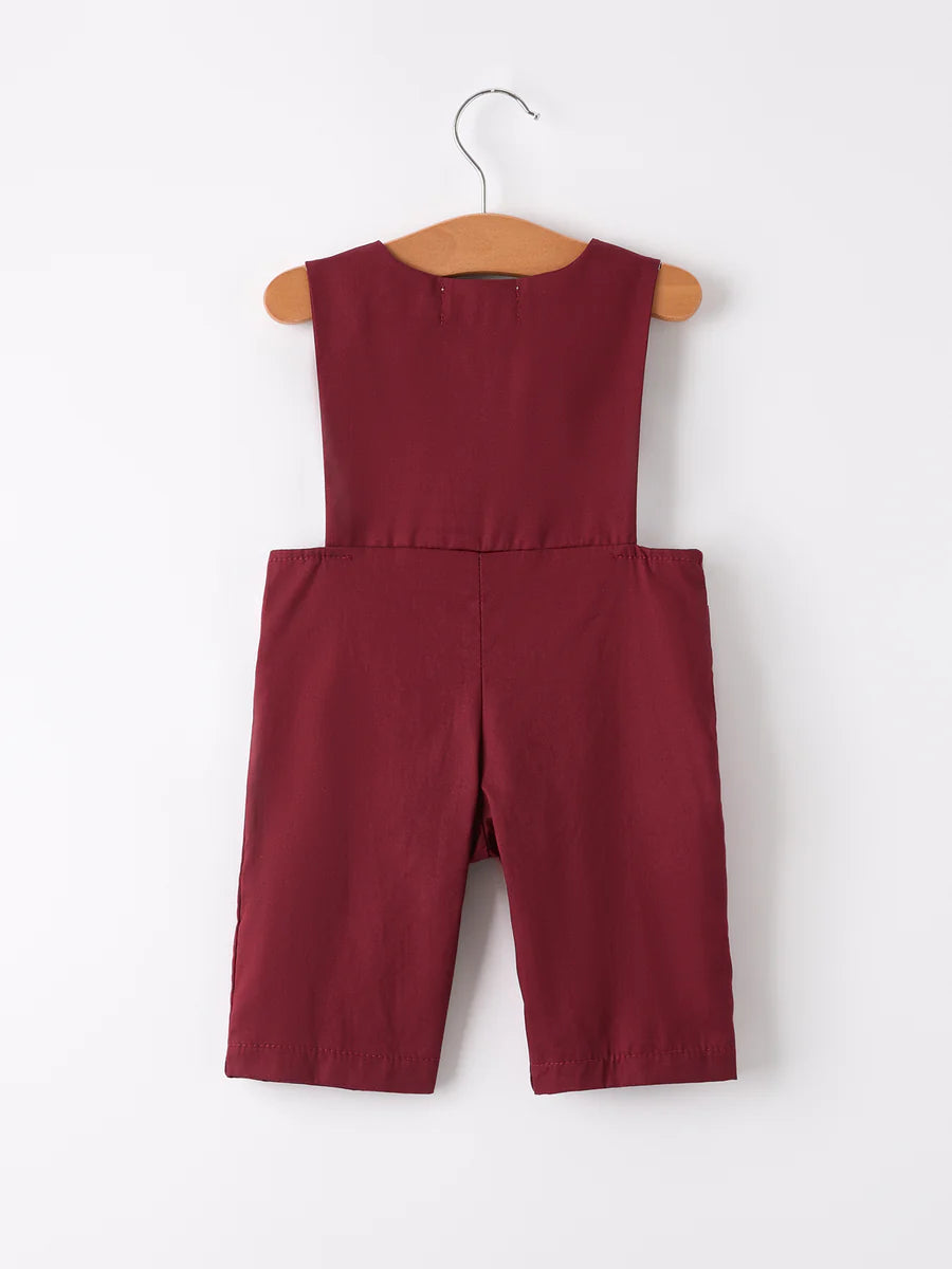 Dark Red Smocked Church Christ Bishop Christening Boys' Romper