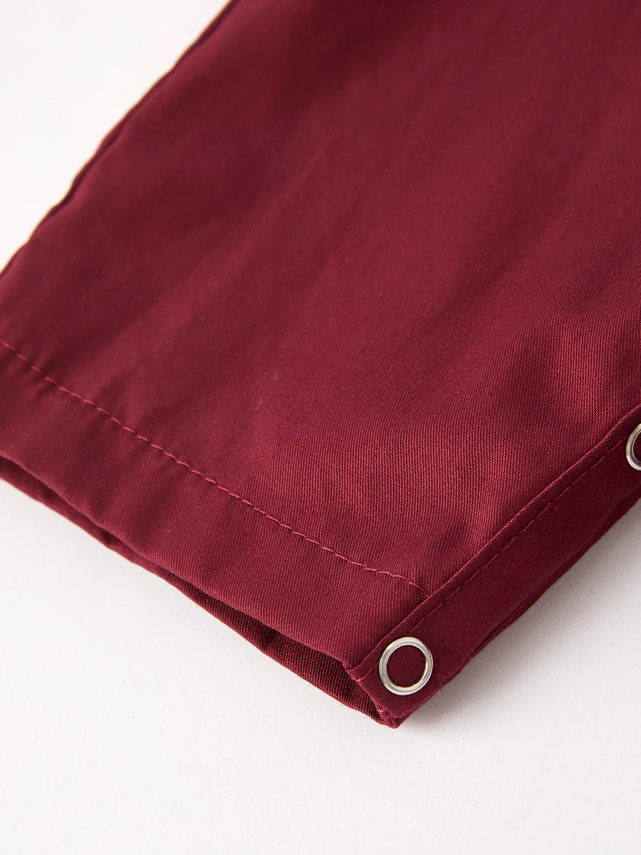 Dark Red Smocked Church Christ Bishop Christening Boys' Romper