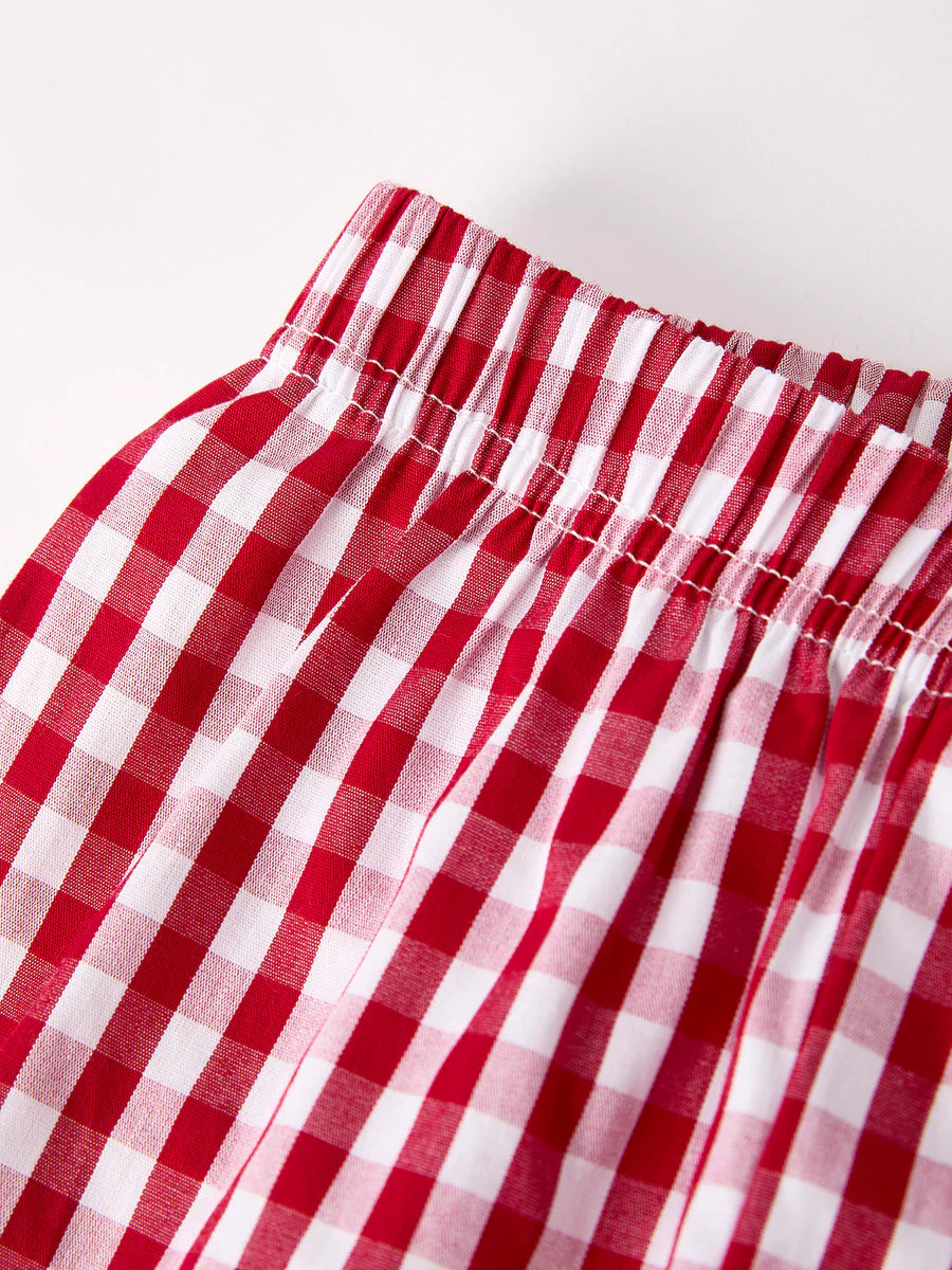 Red Plaid Smocked Church Christ Bishop Christening Boys'Set
