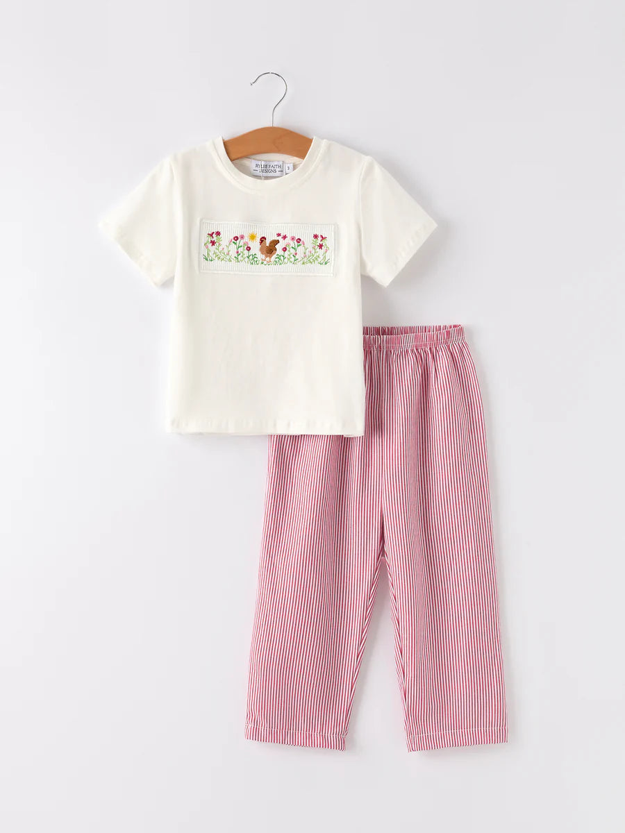 Rooster Smock Embroidered Boys Boys' Set