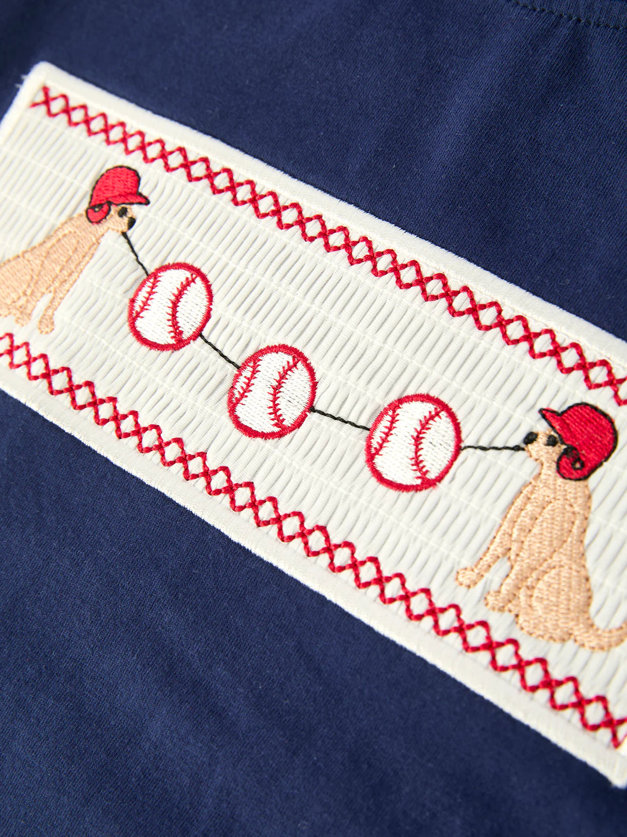 Toddler Boys Outfit – Baseball Dog Smocked Top and Plaid Shorts