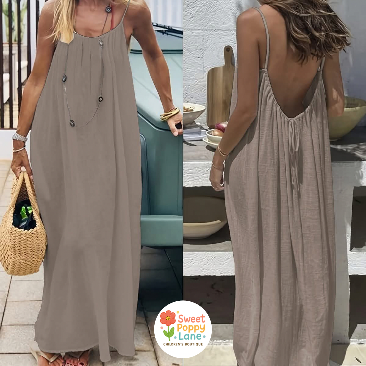 Backless Spaghetti Strap Maxi Dress