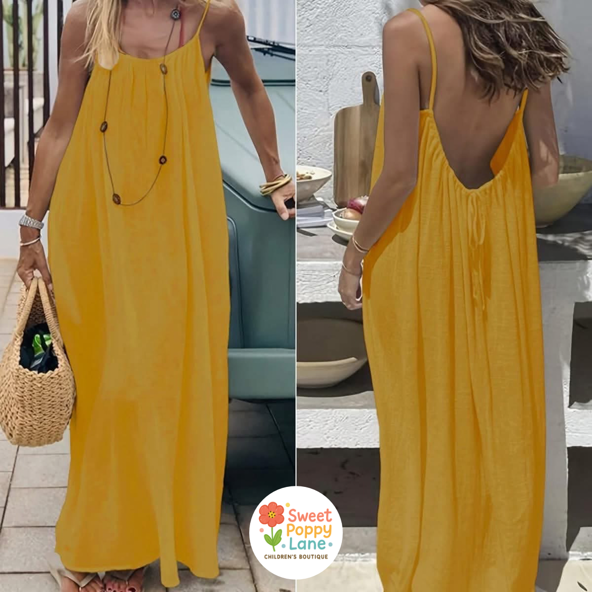 Backless Spaghetti Strap Maxi Dress