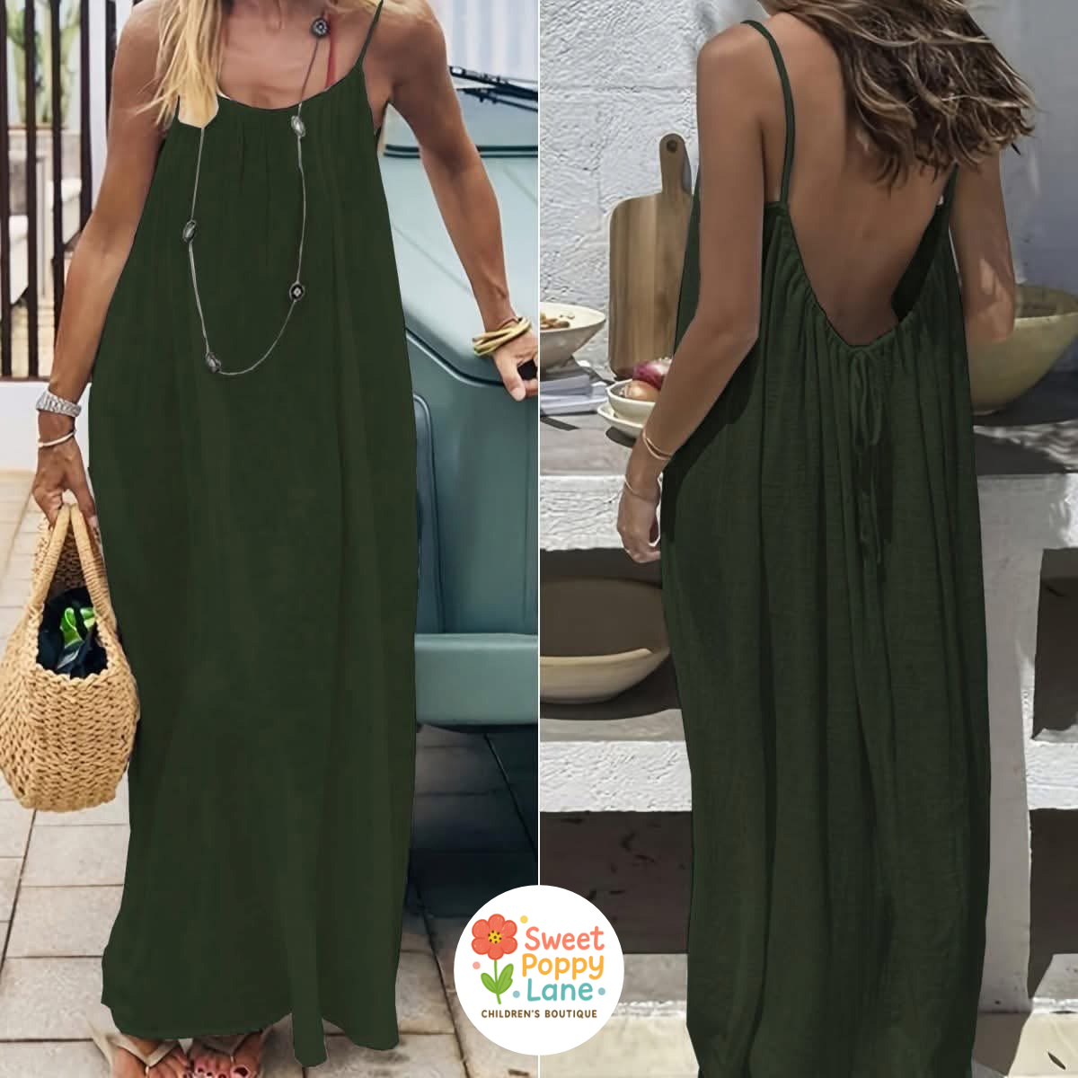 Backless Spaghetti Strap Maxi Dress