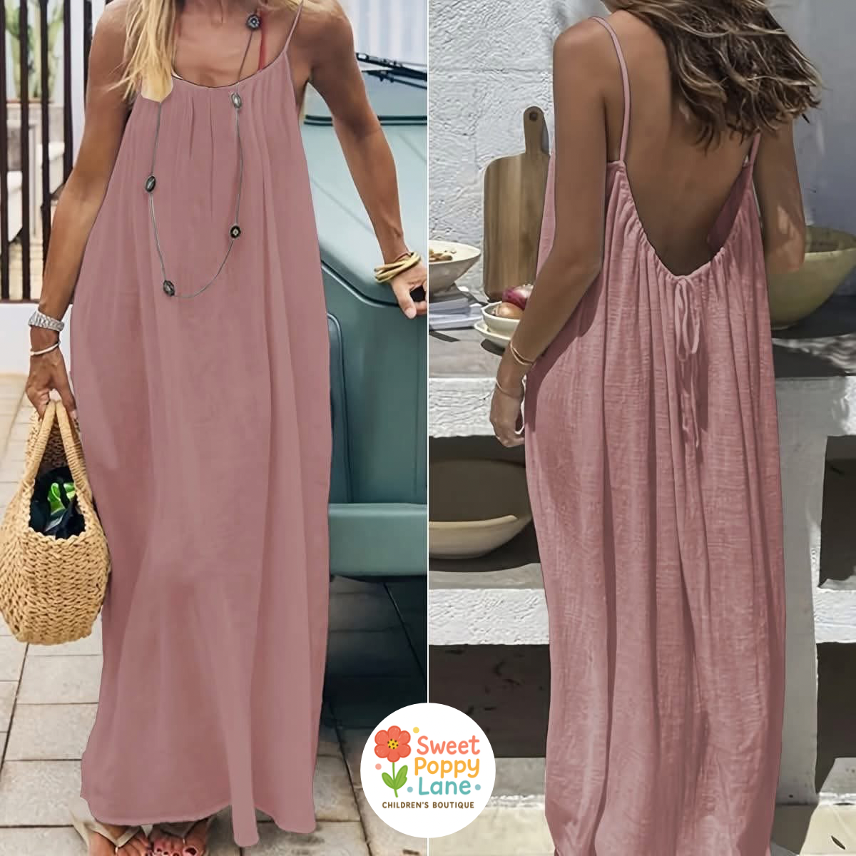 Backless Spaghetti Strap Maxi Dress