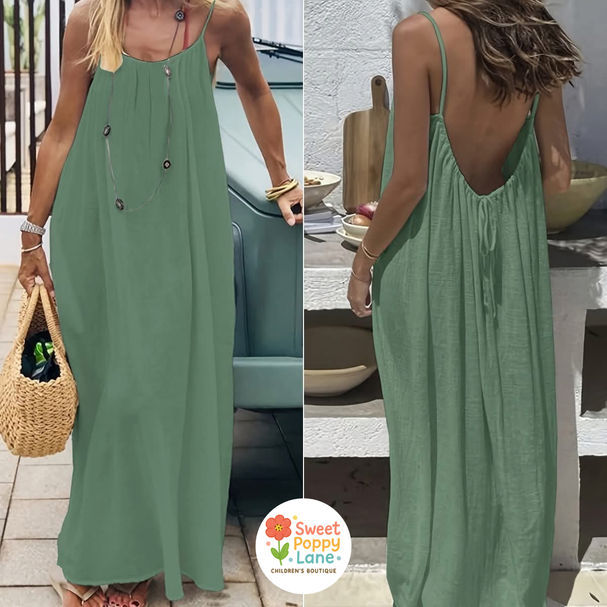 Backless Spaghetti Strap Maxi Dress