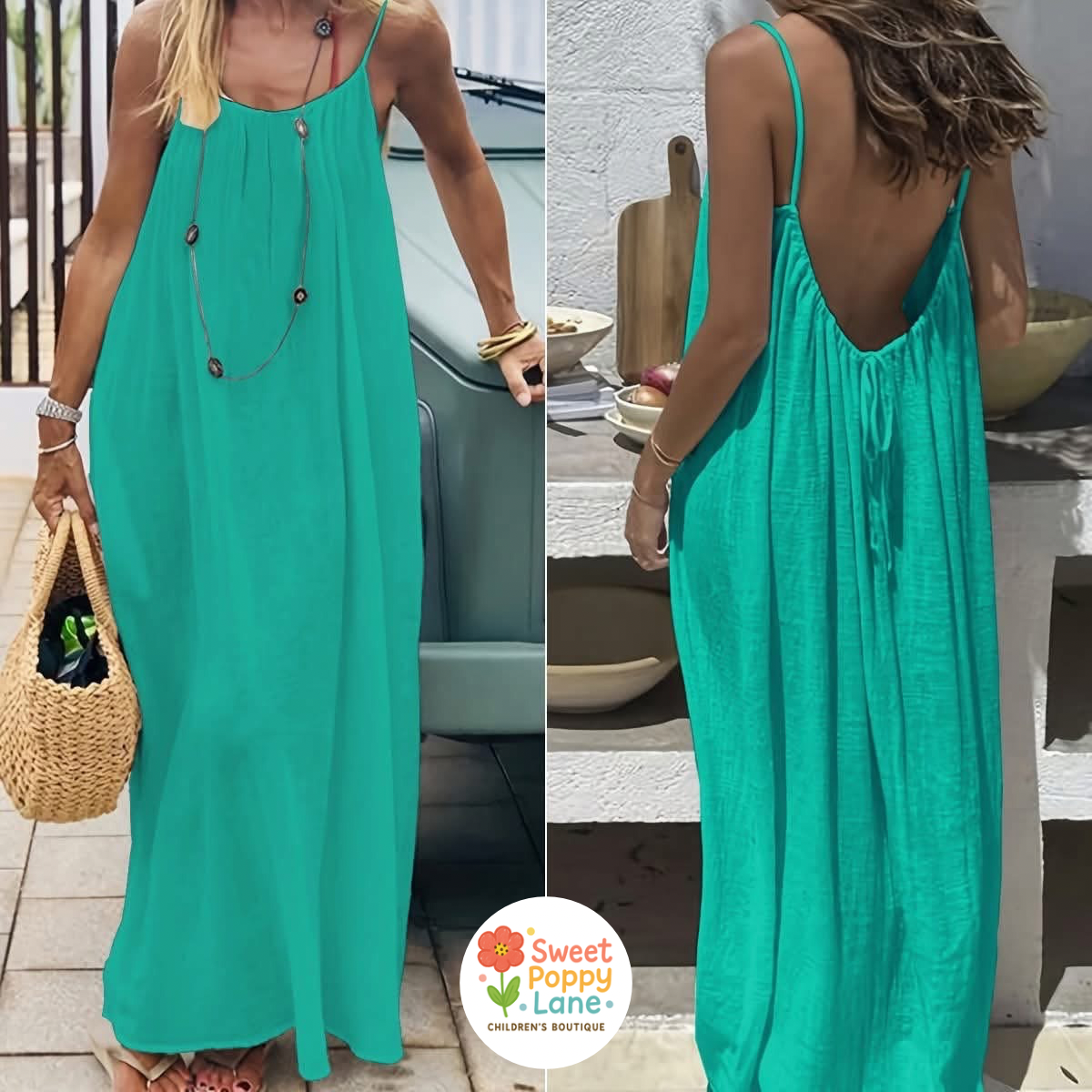 Backless Spaghetti Strap Maxi Dress