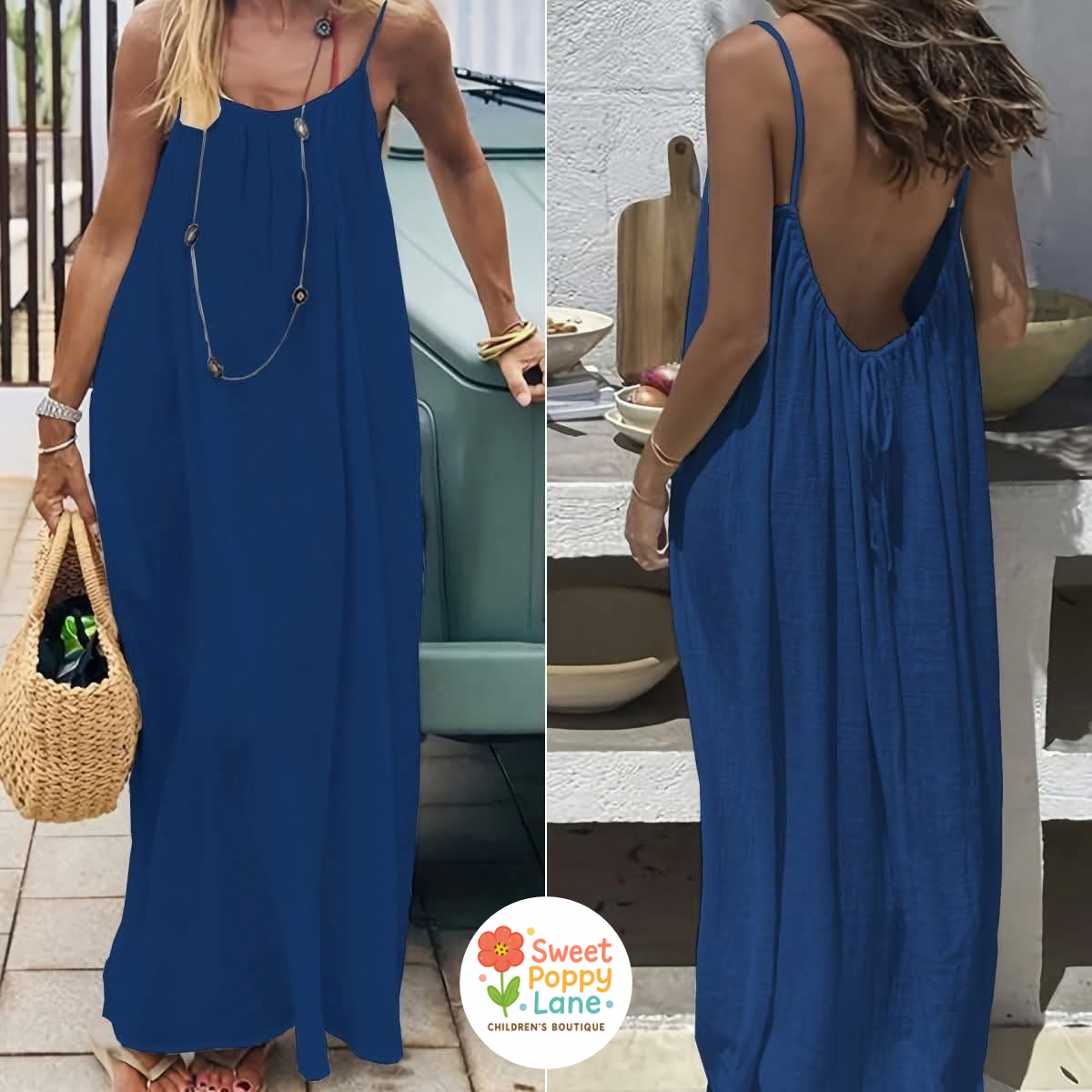 Backless Spaghetti Strap Maxi Dress