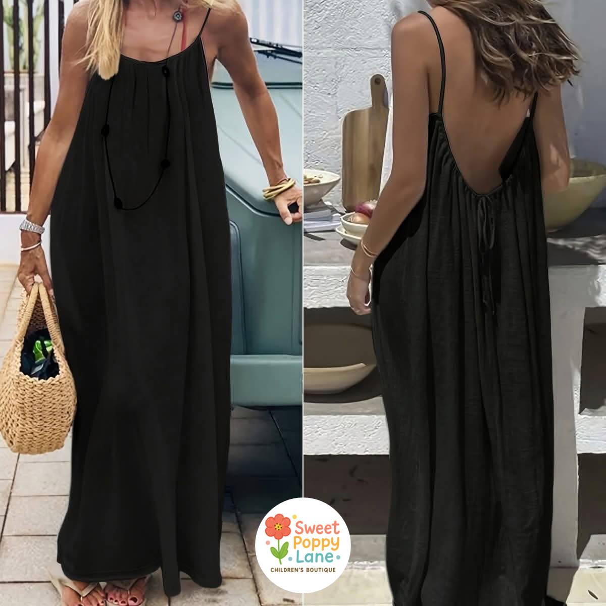 Backless Spaghetti Strap Maxi Dress