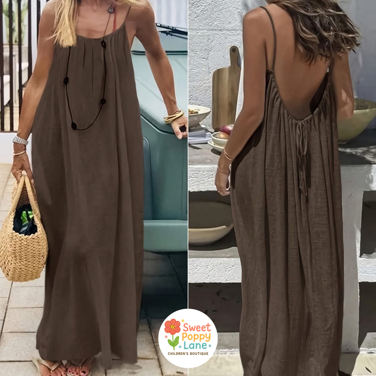 Backless Spaghetti Strap Maxi Dress