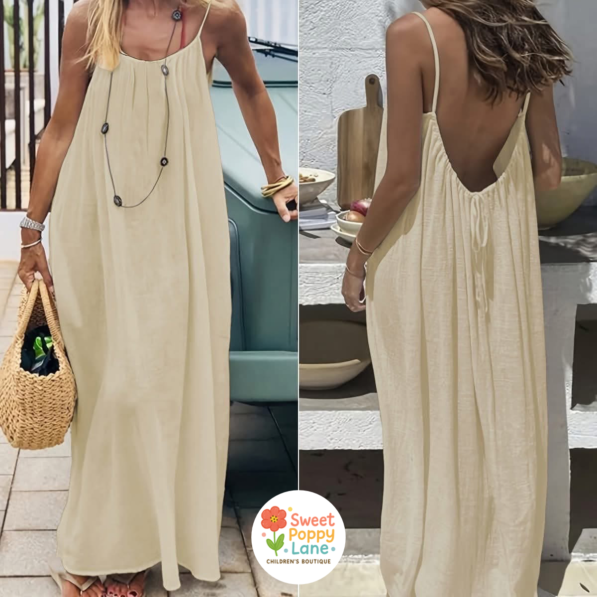 Backless Spaghetti Strap Maxi Dress