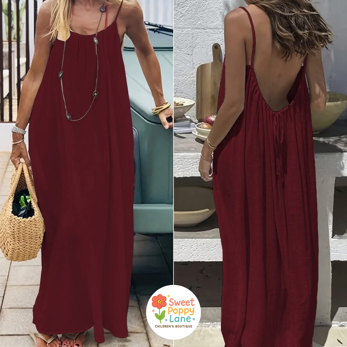 Backless Spaghetti Strap Maxi Dress