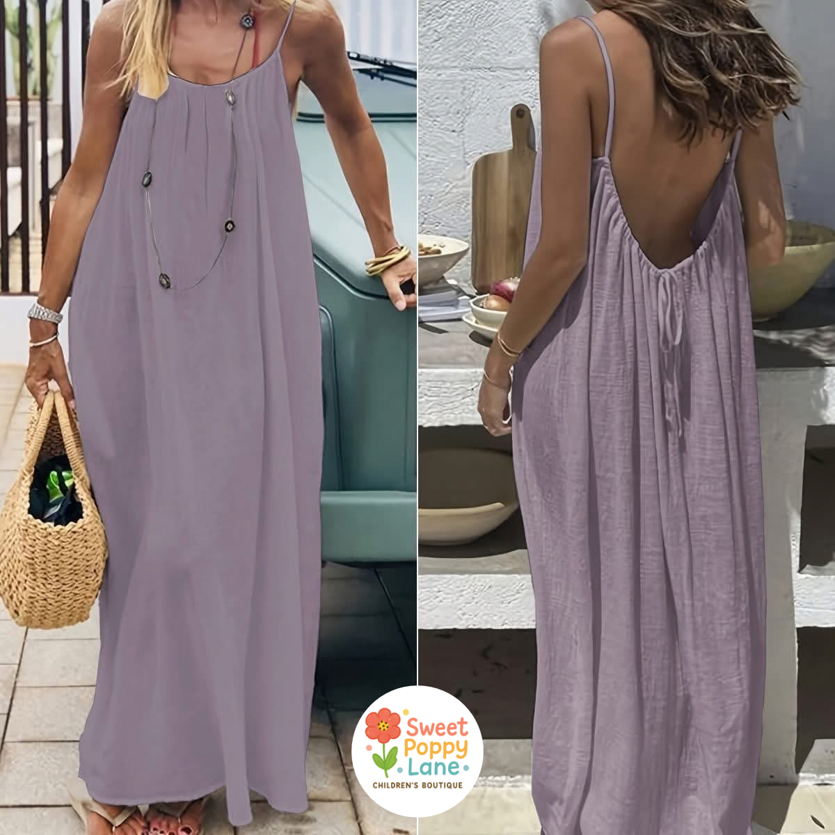 Backless Spaghetti Strap Maxi Dress