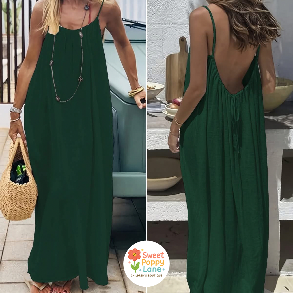 Backless Spaghetti Strap Maxi Dress