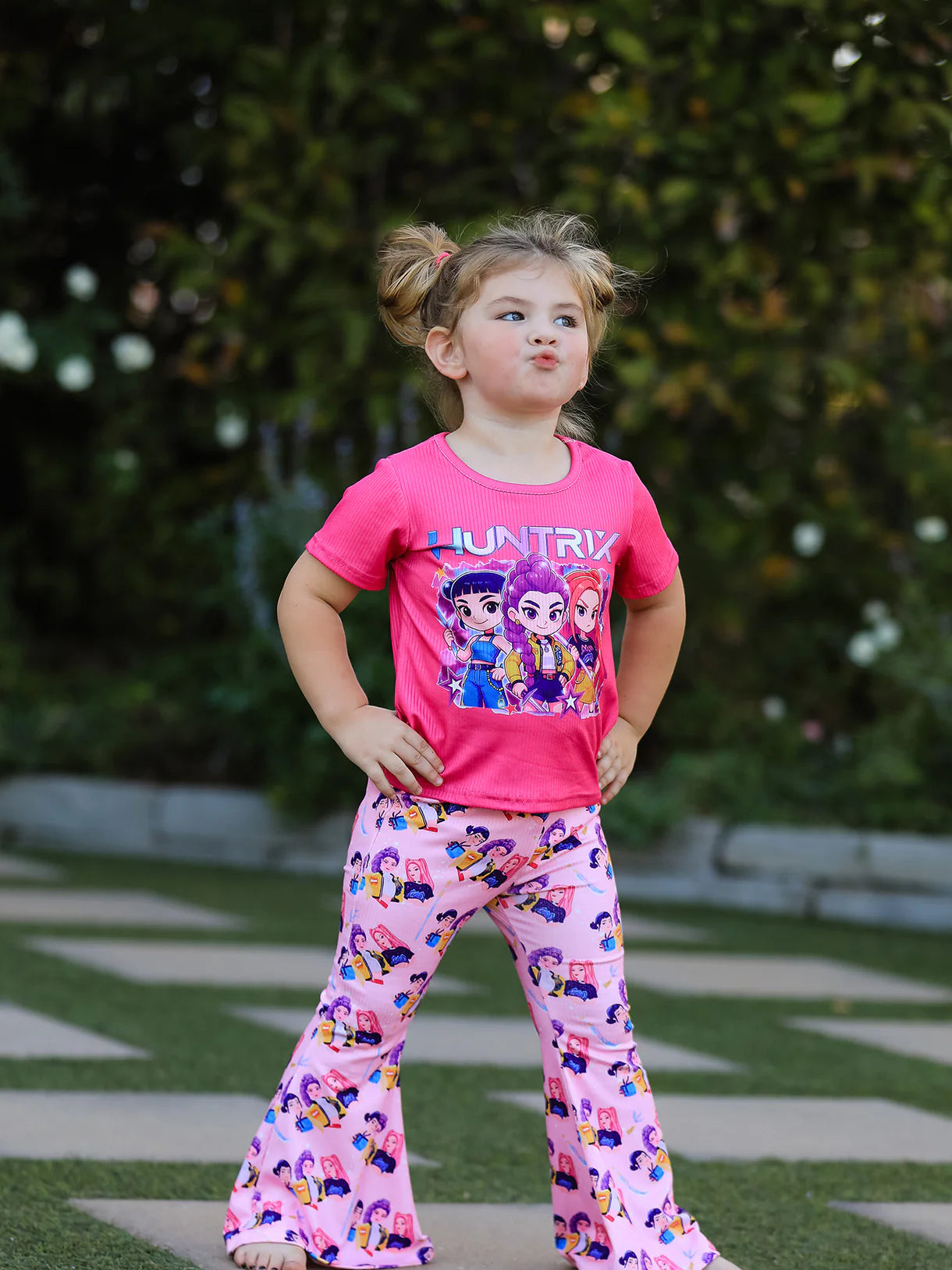 Girls GOLDEN Print Short-sleeved Top + Pants Set